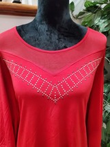 Suzie In The City Womens Solid Red Polyester Cold Shoulder Sleeve Blouse Size 2X - £20.30 GBP