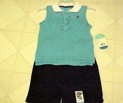 Toddler Girls Nautical Summer Outfit 24 Mo Blue Sleeveless Top Shorts New - £7.19 GBP