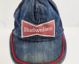 Vintage Budweiser Denim Trucker Hat Bowtie Logo Well Worn Adult snapback... - $29.69