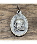 Vintage Silver Tone Padre Pio Pray For Us Pendant Catholic Religious KG JD - $13.56 CAD