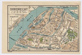 1933 Vintage City Map Of Dordrecht / South Netherlands Holland - £17.18 GBP