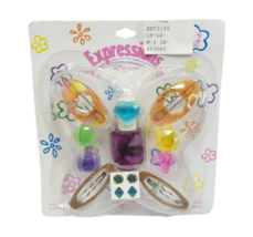 VINTAGE 1995 EXPRESSIONS 12 PIECE JEWELRY SET BARRETTES HAIR CLIPS RINGS... - $14.25