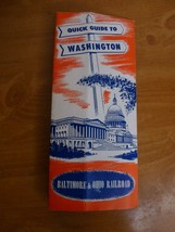 1957 Baltimore &amp; Ohio Railroad Quick Guide to Washington Map &amp; Tour Info... - $11.95