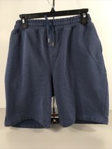 Goodthreads Shorts Mens Medium Solid Blue Elastic Waist Drawstring Slash Pockets - £15.48 GBP