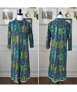 Vintage 70s Landmark Retro Abstract Tribal Batik Print Shift Dress M L - $596.24 MXN