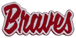 Atlanta Braves Text  Embroidered Applique Iron On Patch Various Sizes Cu... - £4.67 GBP+