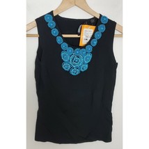 NWT New Michelle Nicole Small S Black Turquoise Beaded Tank Top (#2) - $7.37