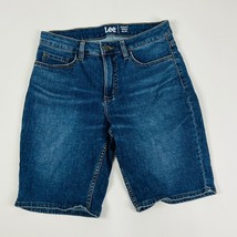 Lee Regular Fit Bermuda Mid Rise Womens Denim Shorts Size 8 M Blue Stret... - $18.99