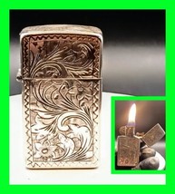 Stunning Vintage 800 Silver Petrol Lighter With Zippo Insert - In Workin... - $148.49