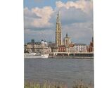 Postcard Cathedral of Our Lady The Scheldt River Antwerp Belgium Chrome ... - $4.88