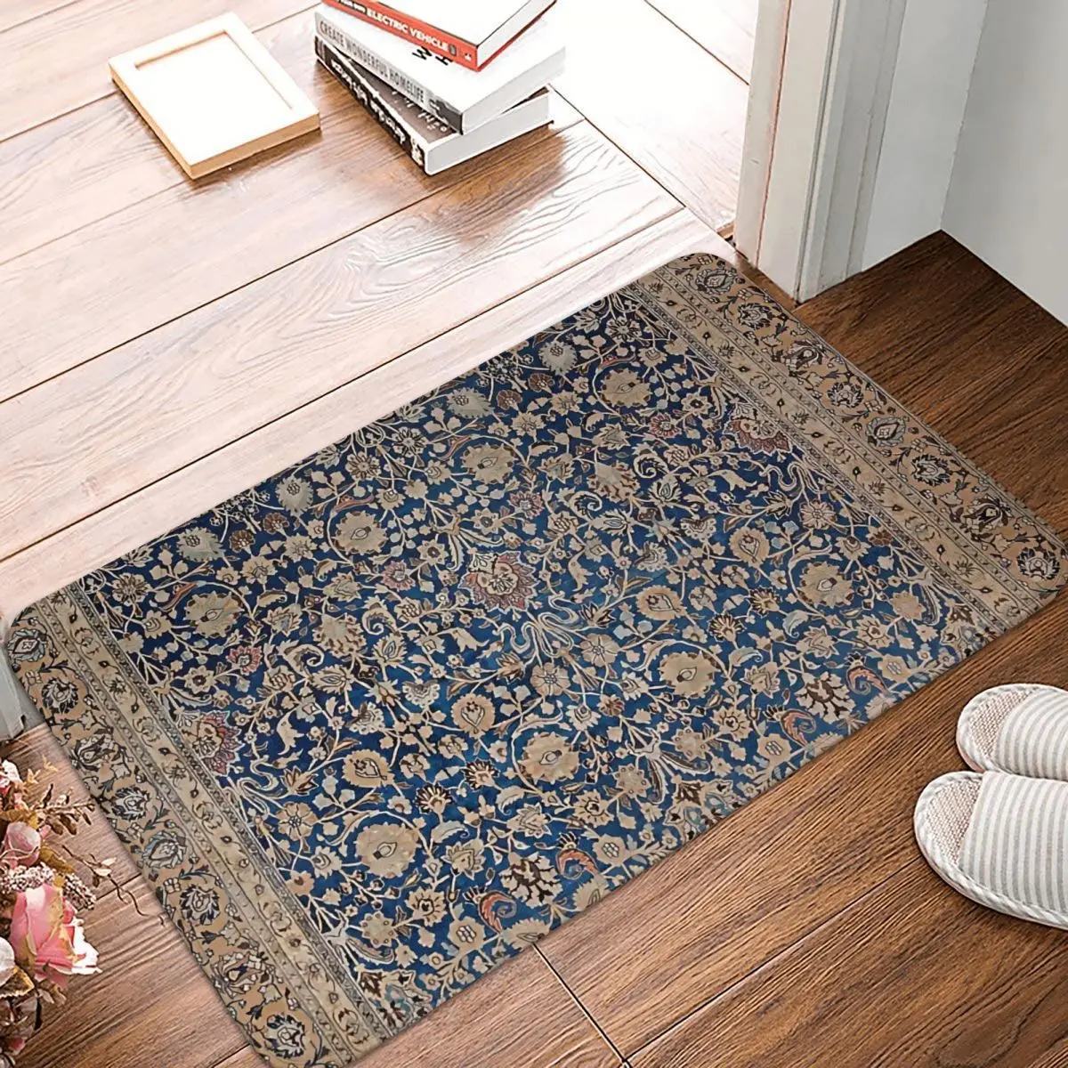 Retro Non-slip Rug Doormat Kitchen Mat Antique Tabriz Persian Rug Print Balcony  - $15.99