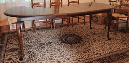 Vintage Large Oval Dining Table 2 Leaves Dark Color Stain Formal - £105.54 GBP