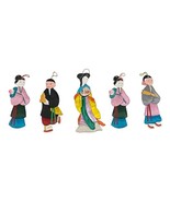 5 Chinese Traditional Silk Cloth Figures Paper Dolls Ornaments In Box Vi... - $296.12 MXN