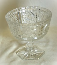 Crystal Footed Pedestal Compote Bowl Stars &amp; Bars Vintage - £19.35 GBP