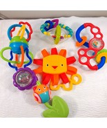 Oball &amp; Bright Starts baby rattle toy set Lion Clickity Twist Flex Slide... - $47.00