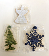 NEW Wooden felt cut out Christmas Ornaments lot Tree blue snowflake Angel - $9.99
