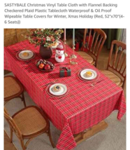 Christmas House - Holiday Flannel Black Tablecloth 52&quot; x 70&quot; - $5.82