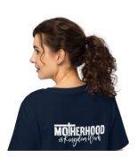 Women’s Organic Ribbed Neck T-Shirt –Motherhood is Kingdom Work Back Fre... - $75.17 CAD