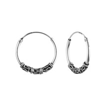 925 Sterling Silver 16 mm Bali Hoop Earrings - £12.69 GBP