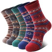 WomenS Fashion Soft Printed Wool Warm Winter Thick Socks - 5 Pack (Snowflake) Fi - £28.46 GBP