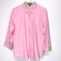 Lauren Ralph Lauren Womens Shirt (L) Pink 100% Linen Long Sleeve Flip Cu... - $33.44