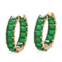 New Emerald Square Cut Zircon Big Drop Earrings Women Natural Zircon Wit... - $14.17