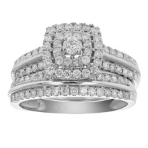 2.20 Ct Diamond 3 Pcs Womens Halo Wedding Bridal Ring Set Christmas Special - £81.76 GBP