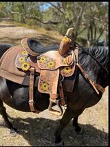 Western Saddle Argentinian Leather Sun Flower Tooled Western Barrel Hors... - €428,99 EUR