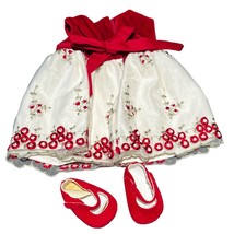 Red &amp; White 18&quot; Doll Holiday Dress &amp; Shoes Outfit - £7.69 GBP