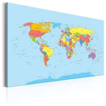 Stretched canvas world map art rainbow geography tiptophomedecor thumb200