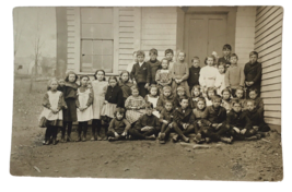 Early 1900s RPPC Schoolhouse School Children Kids Rural Farm Town Postcard - £15.98 GBP