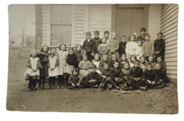 Early 1900s RPPC Schoolhouse School Children Kids Rural Farm Town Postcard - £16.23 GBP