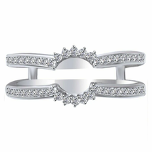 Round Shape Diamonds Womens Enhancer Wrap Wedding Band Ring 14K White Gold Over - £99.87 GBP