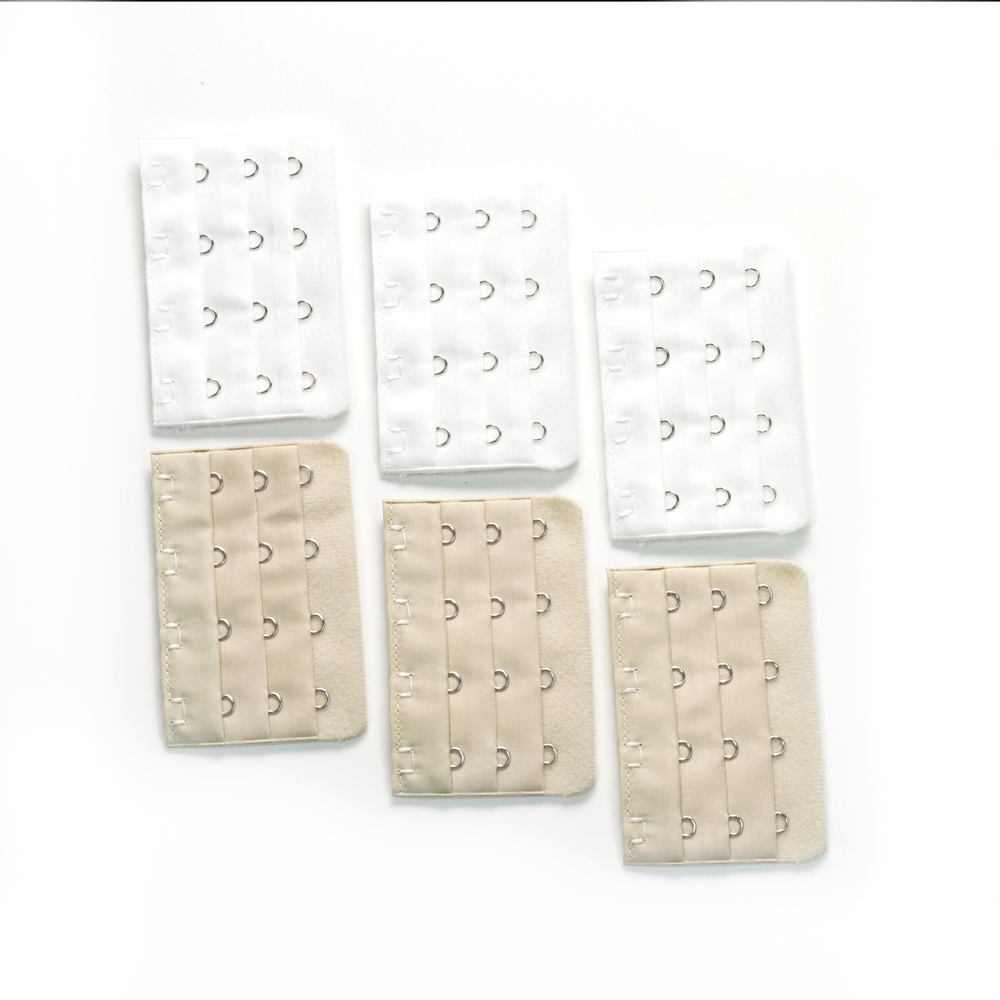 6-pack of Four-hook Bra Extenders - 3 beige + 3 white