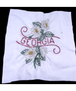 Georgia Embroidered Quilted Square Frameable Art State Needlepoint Vtg 8.5&quot; - £20.96 GBP