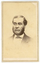 CIRCA 1860&#39;S CDV Large Stern Looking Man With Muttonchop Beard James Utica, NY - £10.97 GBP