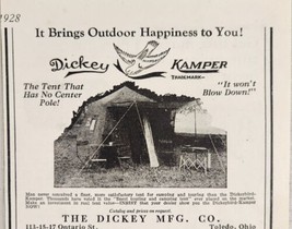 1928 Print Ad Dickey Kamper Camping Tents Dickey Mfg Co Toledo,Ohio - £10.22 GBP