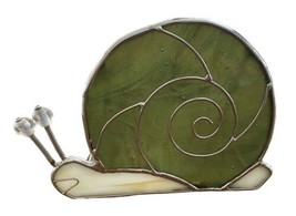 Stained Glass Snail Suncatcher Figurine Green Tealight Votive Holder Decor 5&quot; - £10.07 GBP