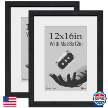 VCK 12x16 Picture Frame 2-Pack, Black Oak Wood Grain &amp; HD Glass, Wall/Ta... - $70.33