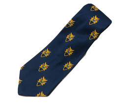 Vtg JB Hunter Mens Neck Tie Navy Blue Gold Yellow Eagle Shield Symbol - £12.58 GBP