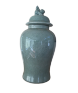 Large, substantial Chinese Crackle Glaze, Celadon lidded  temple jar,  d... - $100.49