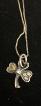 Solvar Sterling Shamrock 18 Inch Necklace Enclosed 3 Leaf Clover Signed - $29.65