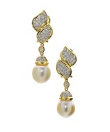 18k Two Tone Gold South Sea Cultured Pearl 2.25ct Diamond Drop Earrings ... - €4.306,61 EUR