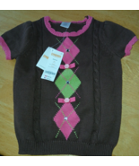 GYMBOREE GIRL&#39;S SS KNIT PULLOVER SWEATER-XS(3/4)-NWT-BROWN W/PINK-$34.95... - $20.46 CAD