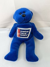 American Cancer Society Blue Bear Plush 8 Inch Plushland 2000 Stuffed Animal Toy - £6.01 GBP