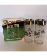Christmas Joy Clear Glass Salt and Pepper Shaker Set Calton Glass 1988 U... - €6,60 EUR