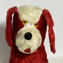Creepy Circus Souvenir Dog Red White Plush Velour Black White Stitches Vintage - £29.98 GBP