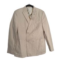 Valiant Blazer Jacket Mens US 42 / EU 52 Beige Cotton Linen Double Breas... - $42.74