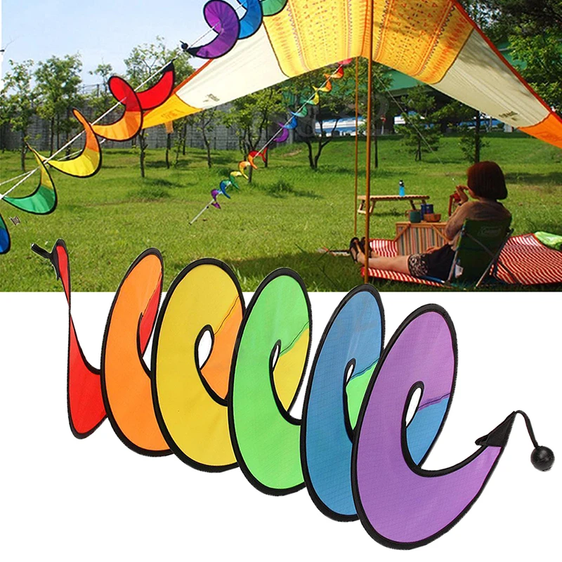 Pc colorful rainbow spiral windmill wind spinner camping tent for garden decor kids toy thumb200