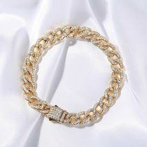 3 Ct Round Cut Simulated Diamond Chain Design Bracelet Gold Plated 925 Silver - £159.58 GBP